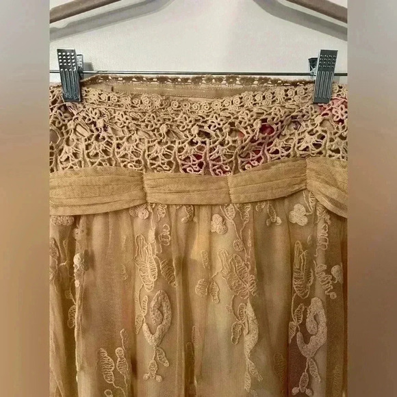 NWT Anthropologie Zehavale Women’s Beige Lace Floral Strapless Dress - Size 8 - Picture 5 of 13